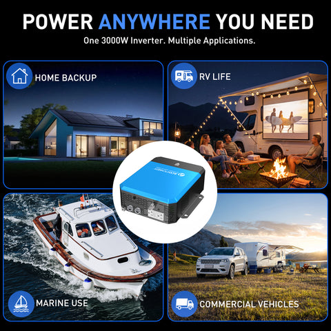 Pure Sine Wave Inverter with Transfer Switch, 12V DC to 120V AC