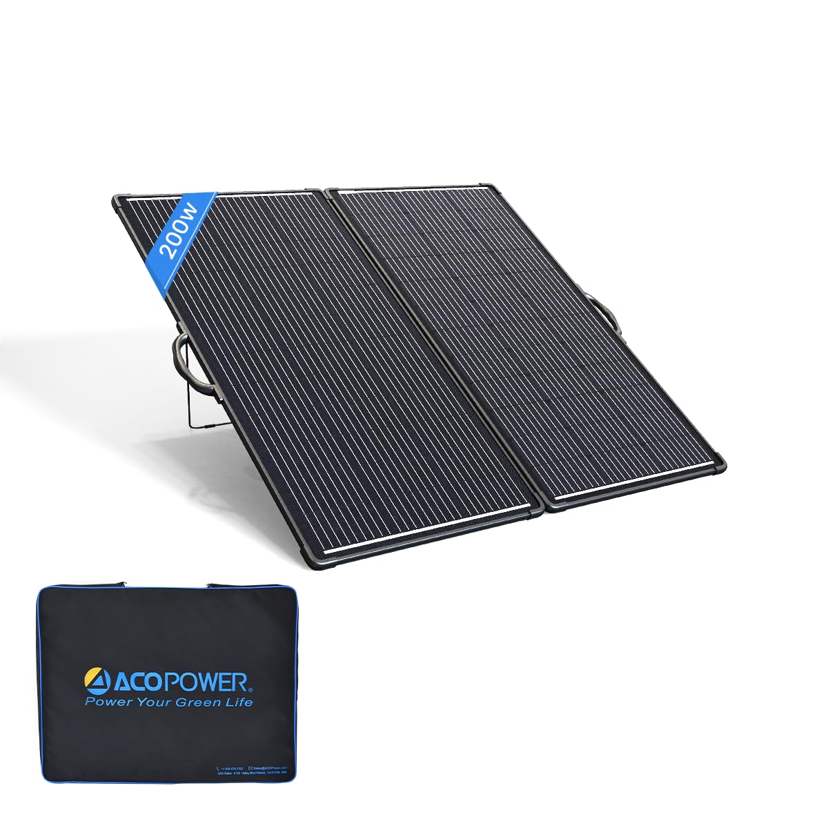 ACOPOWER 200W Mono Lightweight Foldable Solar Panel with Kickstands for RV, Camping, Blackout, Off Grid System
